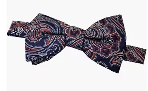 Countess Mara Men's Martin Paisley easy Pre and make a-Tied Bow Tie Navy Blue - Picture 1 of 6