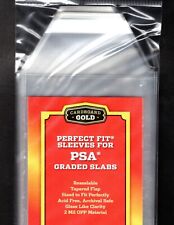 50 Cardboard Gold PERFECT FIT SLEEVES for PSA GRADED SLABS w/ PSA LOGO  2mil NEW
