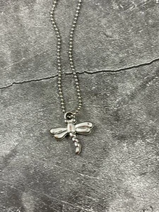 Small Silver Dragonfly Pendant Necklace 22" long with chain and clasp - Dainty - Picture 1 of 2