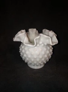 Vintage Fenton Milk Glass Hobnail Bowl with a Ruffled Edge - Picture 1 of 8