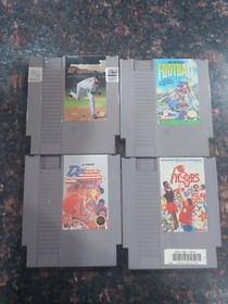 Lot Of 4 Nintendo NES Games Double Dribble Football Baseball Hoops Sports