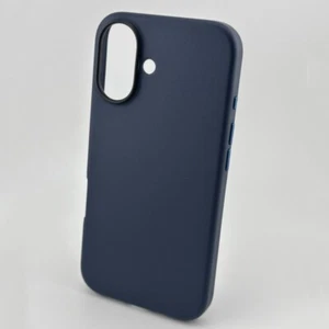 Protector Full Grain Pu Leather Cover Dark Blue Smartphone Case For iPhone16 - Picture 1 of 11