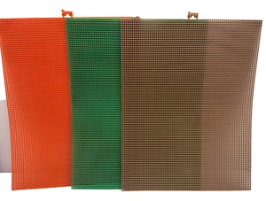 Lot of 3 Darice Plastic Canvas Sheets 7 Mesh Green, Brown, Red 10 1/2" x 13 1/2" - Picture 1 of 1