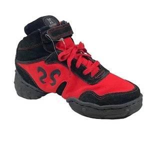 Sansha Skazz Size 2W Boomerang Split Sole Canvas Dance Sneakers Red Black - Picture 1 of 11