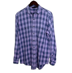 Patagonia Men’s Button-Up Shirt Plaid Long Sleeve Purple Blue 100% Cotton Size S - Picture 1 of 7