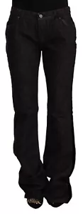 GF Ferre Black Mid Waist Cotton Denim Straight Boot Cut Women's Jeans Authentic - Picture 1 of 3