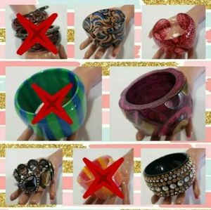 ■U CHOOSE■ VARIETY STATEMENT BRACELETS BANGLES: Lucite, Wood, Metal, Rhinestone - Bild 1 von 7