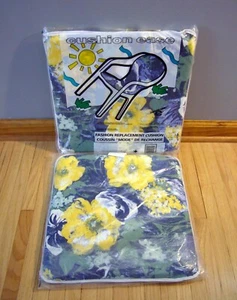2 NOS Vintage Square Garden Cushion Patio Swing Chair Seat Pad Mat 16X18 Floral - Picture 1 of 5