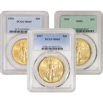 US Gold $20 Saint-Gaudens Double Eagle - PCGS MS65 - Random Date and Label - Image 1 of 3