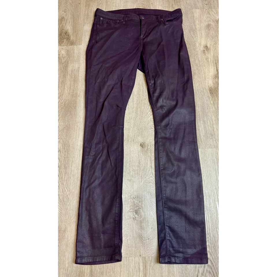 Jeans feminino Helmut Lang 32 marrom alto brilho perna magra EUA - Imagem 1 de 4