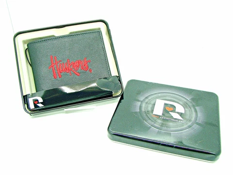 Rico Industries Mens Black Leather Nebraska Cornhuskers Bifold With Flap Wallet Cover