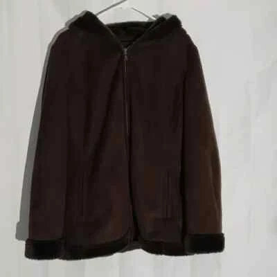 Penny Lane Y2K Faux Suede chocolate brown coat with faux fur lining size XL - Image 1 of 4