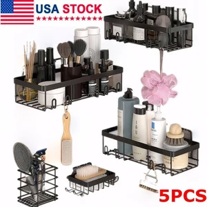 Estante de almacenamiento de cocina de 5 piezas organizador de ducha de metal no perforado estante - Imagen 1 de 10