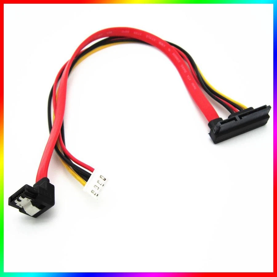 90 Degree SATA 7+15P 22 pin To SH 2.0 4 pin Power HDD Hard Disk Data Power Cable - Image 1 of 1