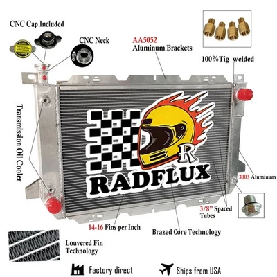 Radiator For 1985-1997 95 Ford F-150 F-250 F-350 Bronco 5.0 5.8 7.5L V8 Aluminum - Изображение 1 из 4