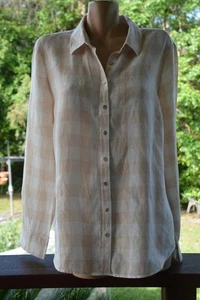 GOONDIWINDI AUST. LINEN L/S WHITE/Calico Check Blouse/Top Size 16 NEW LINEN - Bild 1 von 1