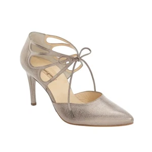 Paul Green Justine Ghille Muted Crackled Metallic Heels 8 - Picture 1 of 11