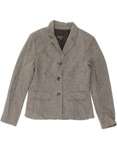 EDDIE BAUER Womens 3 Button Blazer Jacket US 12 Large Grey Herringbone AD02 - Picture 1 of 3