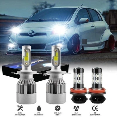 Faros antiniebla LED blancos A para Toyota Yaris sedán de 4 puertas 2007-2011-2019 Foto 1 de 4