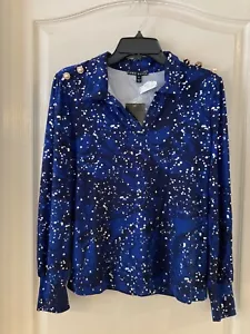 Como Black Top size medium Navy Blue W/Pearl Like Buttons New - Picture 1 of 6