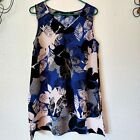ALFANI,Womens Size 10 Sleevless Top. Black, Blue, And White. Leafy  Design