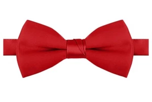(10) Henry Segal Red 2"(H) x 4 1/2" (W) Adjustable Band PolySatin Bow Tie - Picture 1 of 2