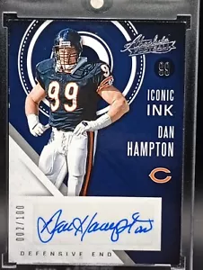 Dan Hampton 2016 Panini Absolute Football tinta icónica plateada/100 automático NFL HOF SP - Imagen 1 de 4