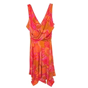 London Times Dress Womens 10 Y2K Midi Wrap Stretch Sleeveless Floral V Neck Sexy - Picture 1 of 9