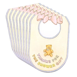LOTE DE 8 tarjetas babero oso vintage HELLO GRACIAS POR REGALO BABY SHOWER + sobres - Imagen 1 de 5