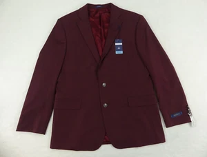 Stafford Blazer Mens 44 Reg Classic Fit Burgundy Hopsack Wool Blend Stretch - Picture 1 of 23