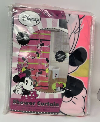 💕Nueva cortina de ducha de microfibra Disney LOVE MINNIE - rosa, negro y blanco 💕🖤 Foto 1 de 4
