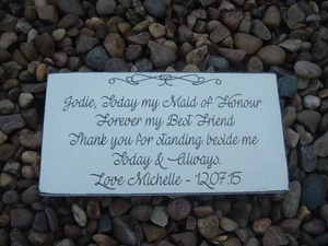 Wedding Signs Maid of Honour forever my best friend shabby vintage chic - Picture 1 of 2
