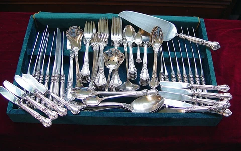 Sterling Silver Gorham Chantilly Flatware Set, 98 Pieces New & Old Mark, No Mono Cover