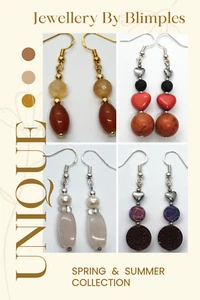 B7. Various Gemstone Natural Stone Hook On Earrings Rose Quartz Agate etc CHOOSE - Picture 1 of 8