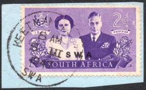 South West Africa 1947 2d Royal Visit SG.135 VFU, KEETMANSHOOP skeleton postmark - Picture 1 of 1