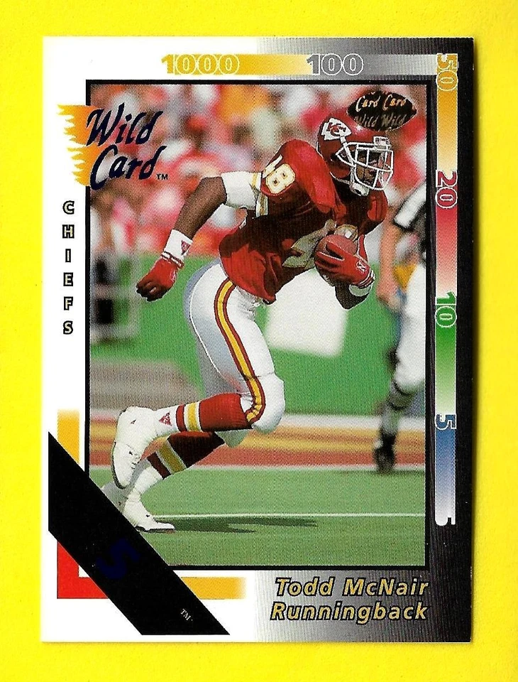 1992 Wild Card NFL Football 5 Stripe Card #318 Todd McNair Kansas City Chiefs - Image 1 of 1