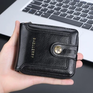Zipper Wallet RFID Leather Bifold Wallet For Men Big Capacity Credit Card Wallet - Picture 1 of 7
