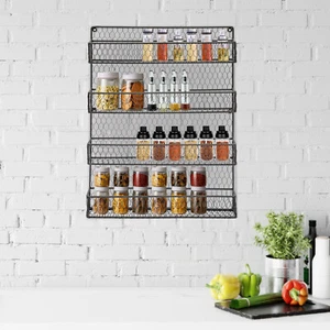 Wall Mounted 4-Tier Spice Rack, Kitchen Spice Rack, Rectangle Spice Rack - Picture 1 of 21