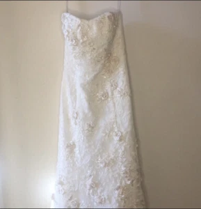 Abito da sposa senza spalline taglia Oleg Cassini taglia 4 NUOVO - Foto 1 di 8