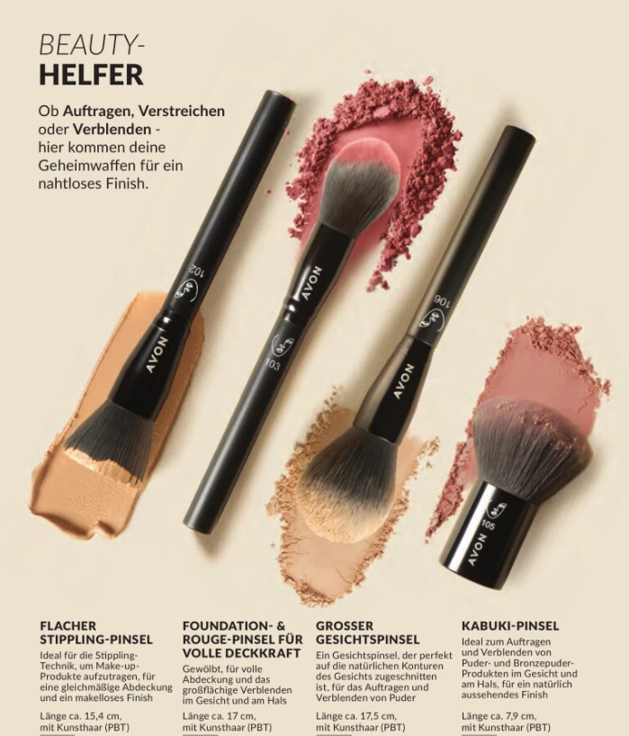 Avon Pinsel Kosmetik 4 Teile Foundation Puder Kabuki Rouge Brush Make Up Artist - Bild 1 von 1
