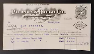 1906 Pierson & Hough Co. Pferdehalsbänder Billhead Rechnung Detroit, Michigan - Bild 1 von 1
