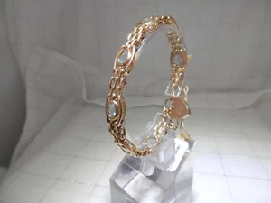 Vtg AQUA and gold bracelet, 9K - Imagen 1 de 6