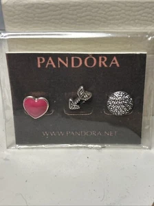 RESERVED Pandora 925 ALE Trio Of Mini Floating Charms 🌟 Hearts & Arrow - Picture 1 of 1