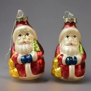 2 Santa Claus Blown Glass Christmas Tree Ornaments Holiday Decorations - Picture 1 of 6