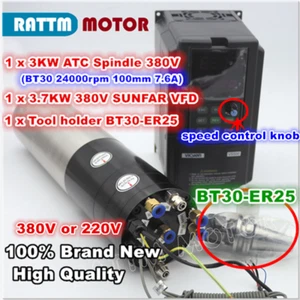 Motor de husillo refrigerado por agua 3KW 380V BT30 ATC + CNC CNC de cambio automático de herramientas 3,7KW VFD - Imagen 1 de 8