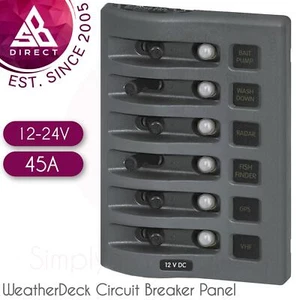 Blue Sea Systems 4376 6-Position WeatherDeck Circuit Breaker Panel│12-24V│IP67 - Picture 1 of 4