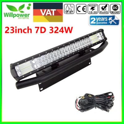 23 Inch 324W Front License Bracket Wiring LED Work Light Bar Combo Offroad SUV - Image 1 of 4