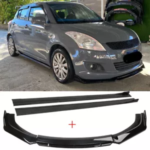 For Suzuki Swift Front Bumper Lip Splitter Chin Spoiler Body Kit + Side Skirts - Picture 1 of 19