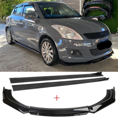 For Suzuki Swift Front Bumper Lip Splitter Chin Spoiler Body Kit + Side Skirts - Image 1 of 4