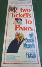 1962 TWO TICKETS TO PARIS Joey Dee ORIGINAL insert Poster 14x36" great